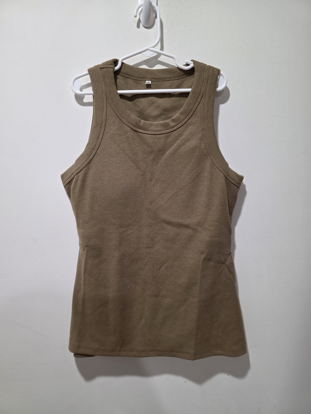 Ribbed Scoop-Neck Tank Top - Taupe